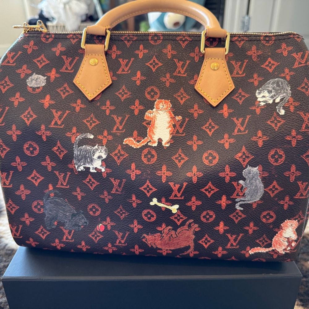 Grace Coddington Louis Vuitton Monogram Cat Speedy 30 Bag - Picture 4 of 10